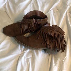 Justice Brown Fringe Booties!!! SIZE 8